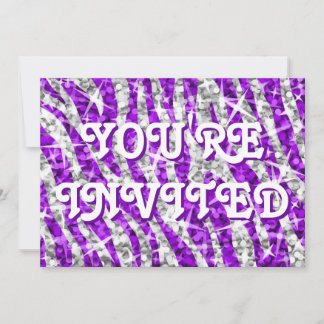 Glitz Zebra Purple 'You're Invited' invitation