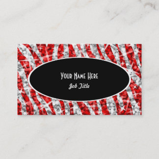 Glitz Zebra Red black oval business card