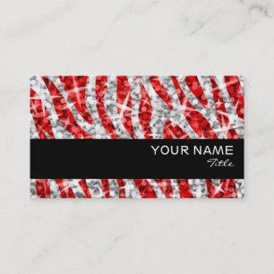 Glitz Zebra Red  business card black stripe