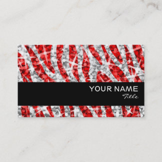 Glitz Zebra Red business card black stripe