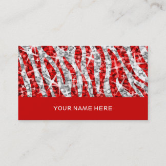 Glitz Zebra Red business card red