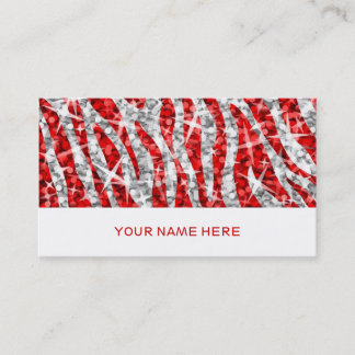 Glitz Zebra Red business card white
