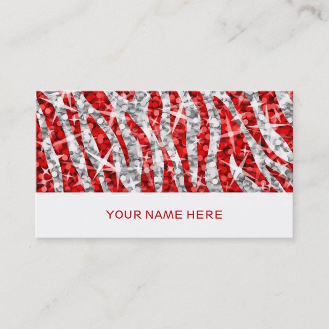 Glitz Zebra Red business card white (Front)