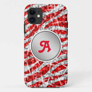 Glitz Zebra Red monogram iPhone "silver" Case-Mate iPhone Case