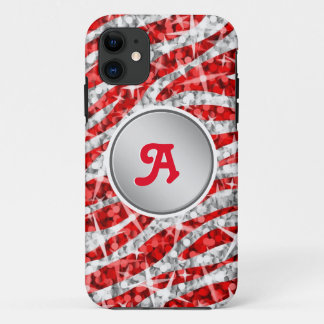Glitz Zebra Red monogram iPhone "silver" Case-Mate iPhone Case