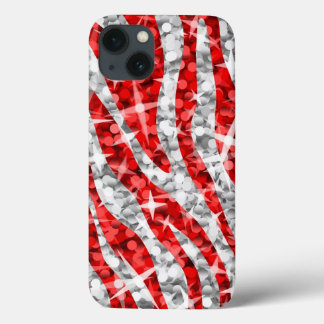 Glitz Zebra Red print vertical iPhone 13 Case