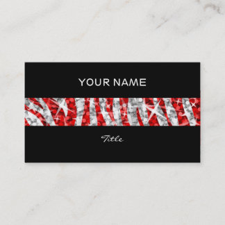 Glitz Zebra Red stripe black back Business Card