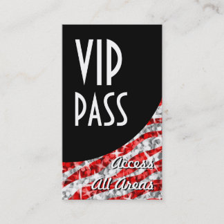 Glitz Zebra Red 'VIP Pass' black curve portrait Business Card
