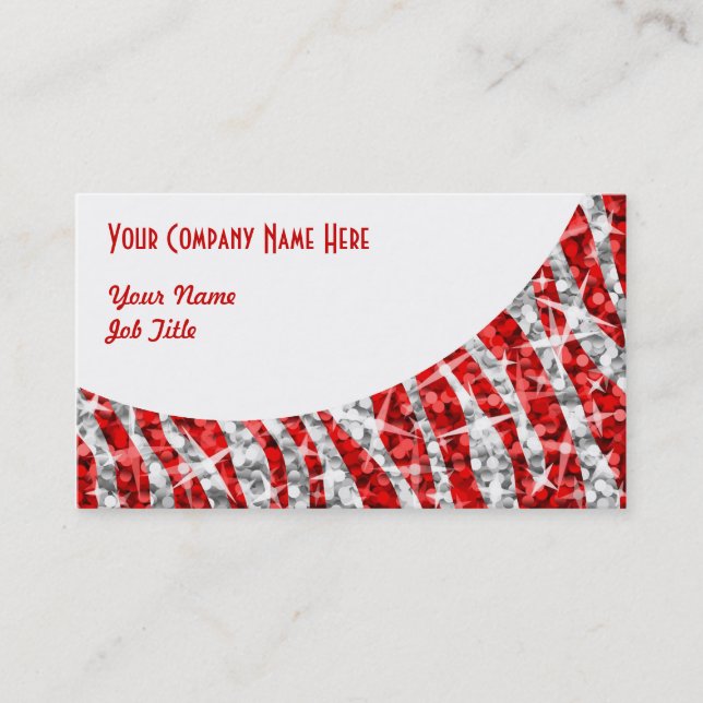 Glitz Zebra Red white curve business card (Front)