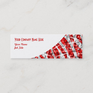 Glitz Zebra Red white curve skinny Mini Business Card