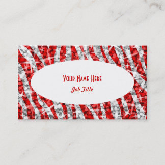 Glitz Zebra Red white oval business card