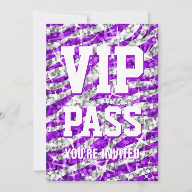Glitz Zebra 'VIP PASS' invitation (Front)