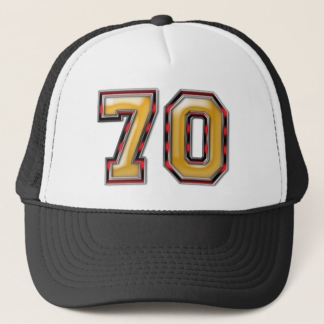 Glitzy 70th Birthday Party Trucker Hat (Front)