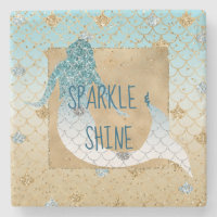 Glitzy Aqua Mermaid Blue Gold Sparkle Glitter