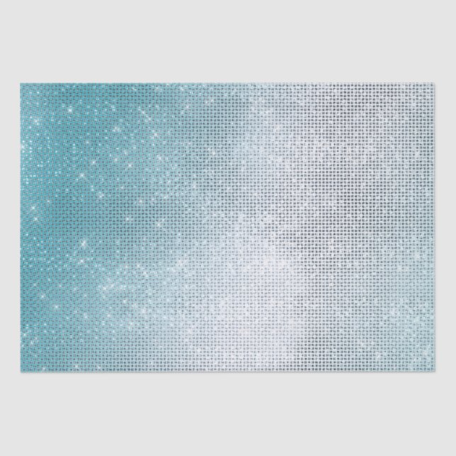 Glitzy Aqua Ombre Sparkle Tissue Paper (Front)