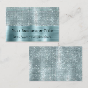 Glitzy Aqua Silver Sparkle Business Card