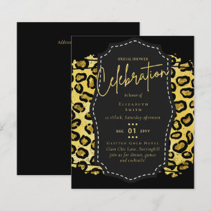 Glitzy Black Gold Bridal Shower Theme Invitations