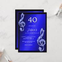 Glitzy Blue Music Notes Birthday