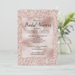 Glitzy Blush Pink Glitter Bridal Shower Invitation