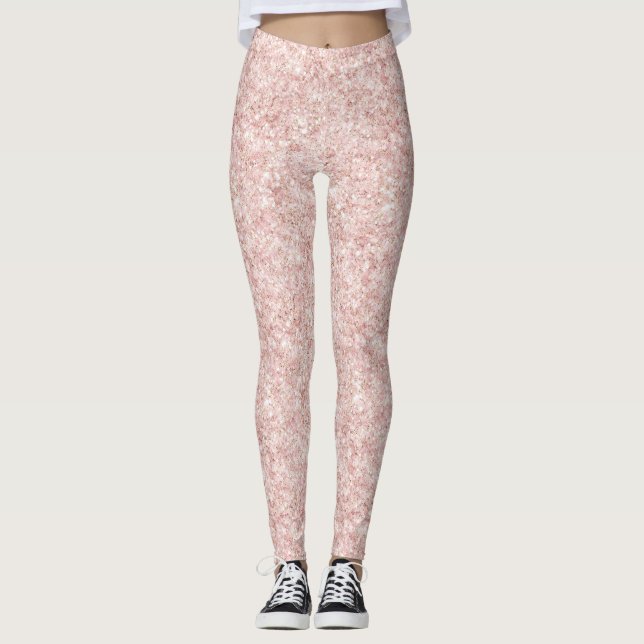 Glitzy Blush Pink Glitter   Leggings (Front)