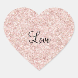 Glitzy Blush Pink Glitter Love Heart Sticker