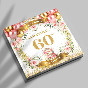 Glitzy Boho 60th Birthday Guest Book Sparkle Art