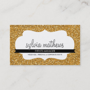 GLITZY BUSINESS CARD sparkly glitter rich gold
