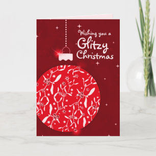 Glitzy Christmas sparkle bauble red card