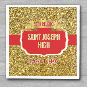 Glitzy, custom 50th Class Reunion Napkin