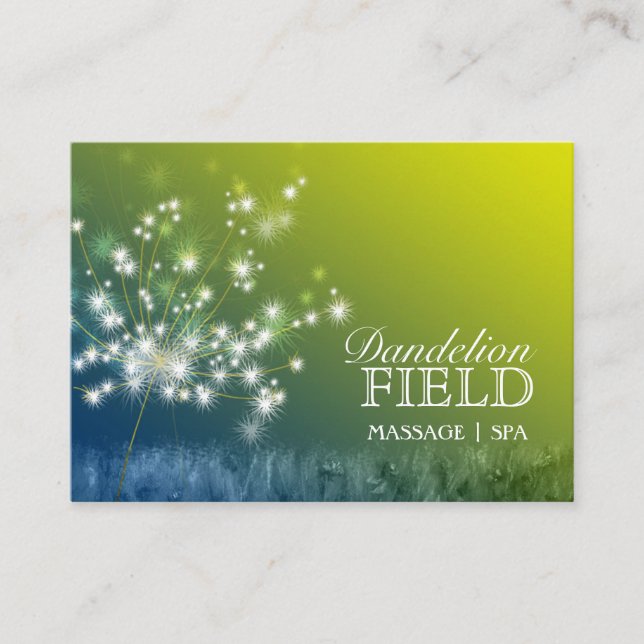 Glitzy Dandelions Massage | Spa Business Card (Front)