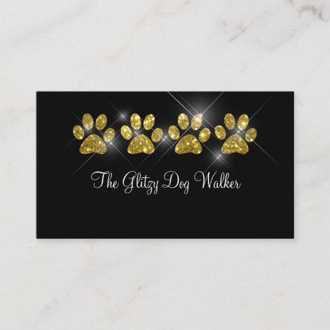 Glitzy Dog Walking Service Business Cards  (Front)