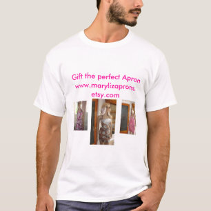 Glitzy Floral Apron 001, Vintage Brown, Red & W... T-Shirt