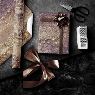Glitzy Foil   Bronze Taupe Faux Glitter Sparkle Wrapping Paper