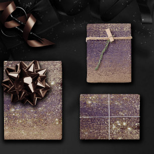 Glitzy Foil Bronze Taupe Faux Glitter Sparkle Wrapping Paper Sheet