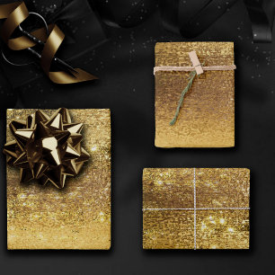 Glitzy Foil   Golden Bronze Copper Faux Sparkle Wrapping Paper Sheet