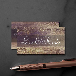 Glitzy Foil Golden Bronze Copper Glam Thank You Enclosure Card