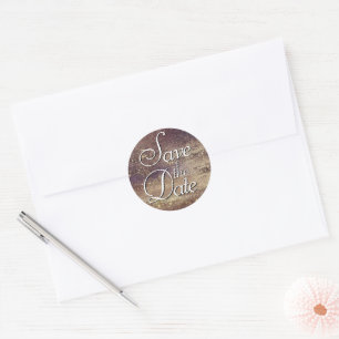 Glitzy Foil   Golden Bronze Copper Save the Date Classic Round Sticker