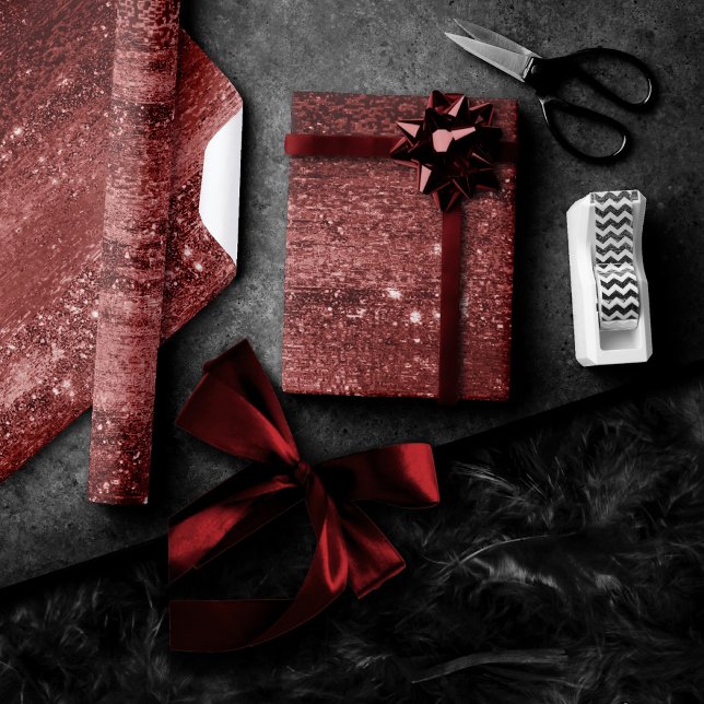 Glitzy Foil | Henna Crimson Red Faux Glitter Shine Wrapping Paper (Creator Uploaded)