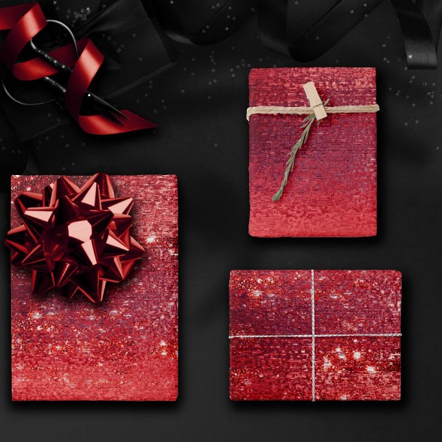 Glitzy Foil | Henna Crimson Red Faux Glitter Shine Wrapping Paper Sheet (Creator Uploaded)