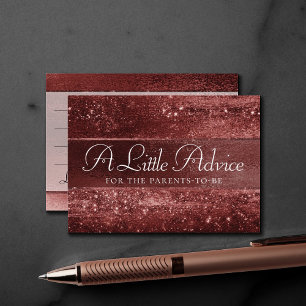 Glitzy Foil   Henna Crimson Red Faux Shine Advice Enclosure Card