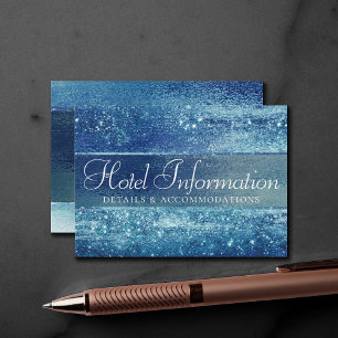 Glitzy Foil Ice Blue Faux Iridescent Hotel Info Enclosure Card