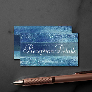 Glitzy Foil   Ice Blue Faux Iridescent Reception Enclosure Card