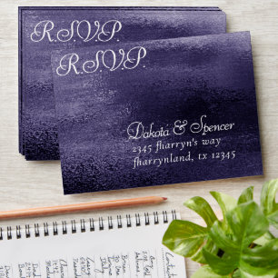 Glitzy Foil   Indigo Midnight Purple RSVP Address Envelope