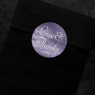 Glitzy Foil   Indigo Midnight Purple Thank You Classic Round Sticker