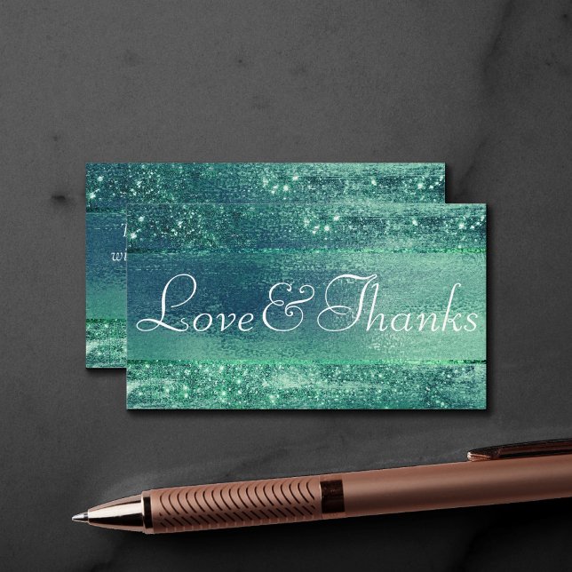Glitzy Foil | Iridescent Green Sparkle Thank You Enclosure Card (Creator Uploaded)