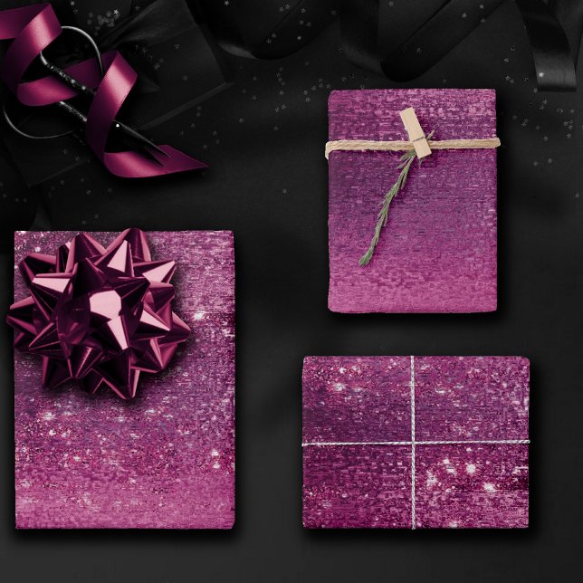 Glitzy Foil | Magenta Hot Pink Blush Faux Shimmer Wrapping Paper Sheet (Creator Uploaded)