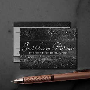 Glitzy Foil Onyx Black Faux Sparkle Glam Advice Enclosure Card