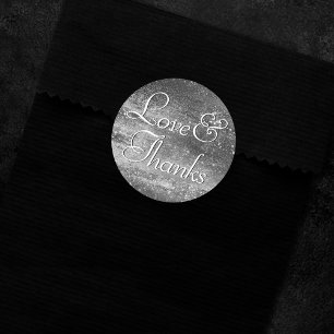 Glitzy Foil   Platinum Silver Faux Shine Thank You Classic Round Sticker