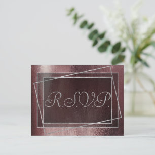 Glitzy Foil   Rose Gold Blush Glam Faux Shine RSVP Invitation Postcard