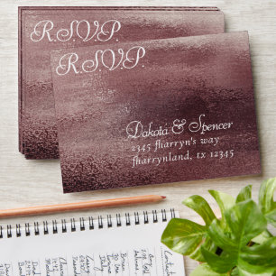 Glitzy Foil Rose Gold Mauve Blush RSVP Addressed Envelope